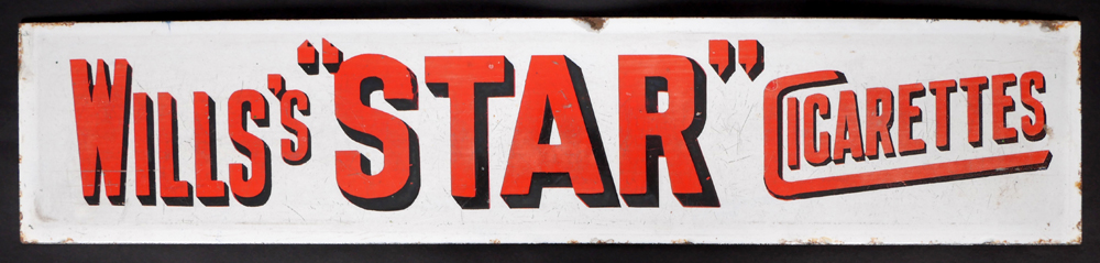 Wills's 'Star' cigarettes enamel sign. at Whyte's Auctions