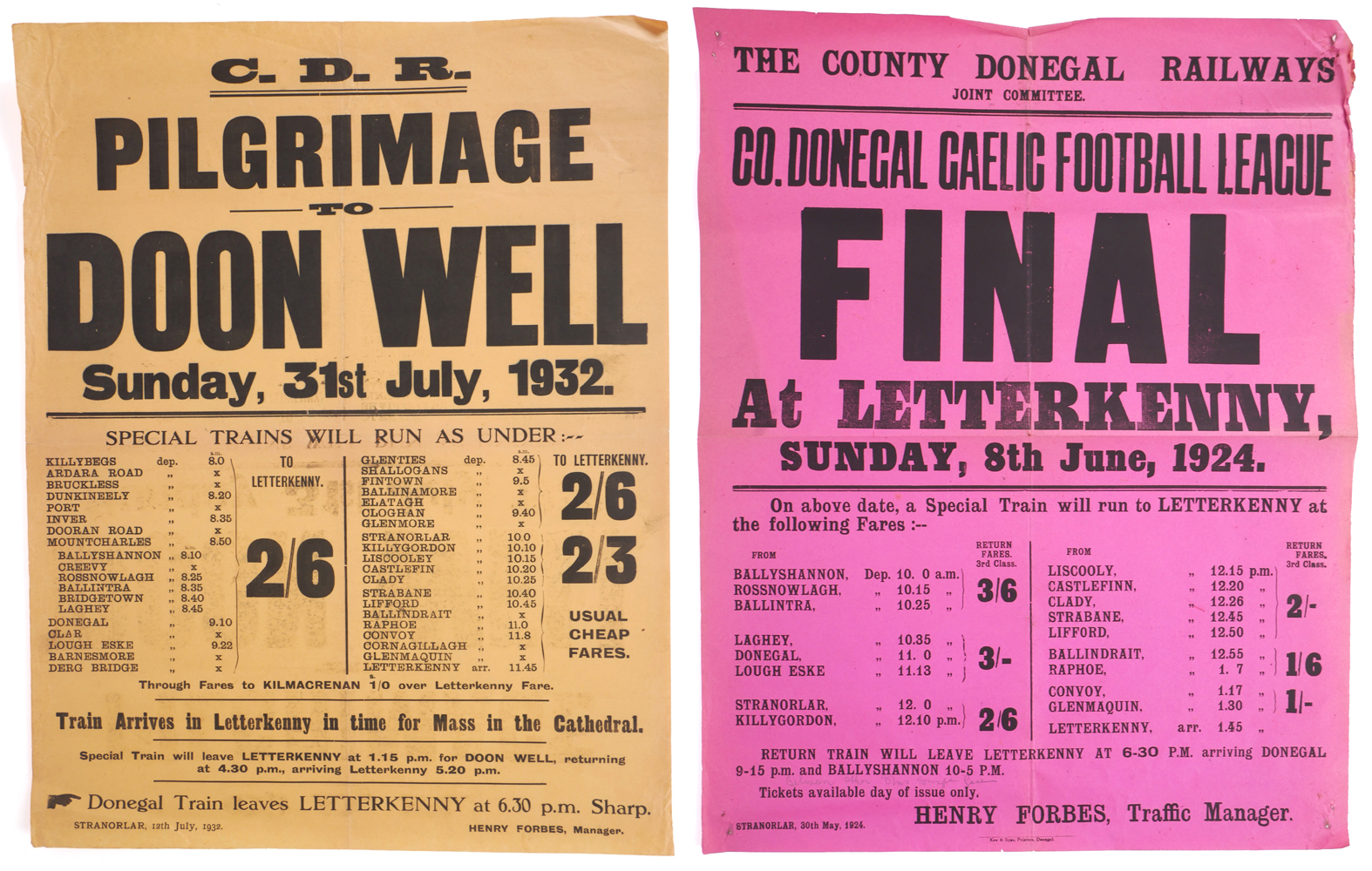 1924-1937 County Donegal Railway Excursion posters. at Whyte's Auctions