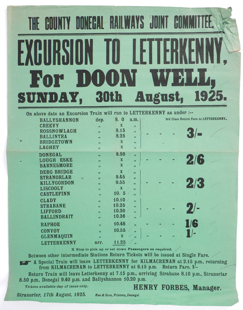 1925-1937 County Donegal Railway and Londonderry and Lough Swilly Railway Excursion posters. at Whyte's Auctions