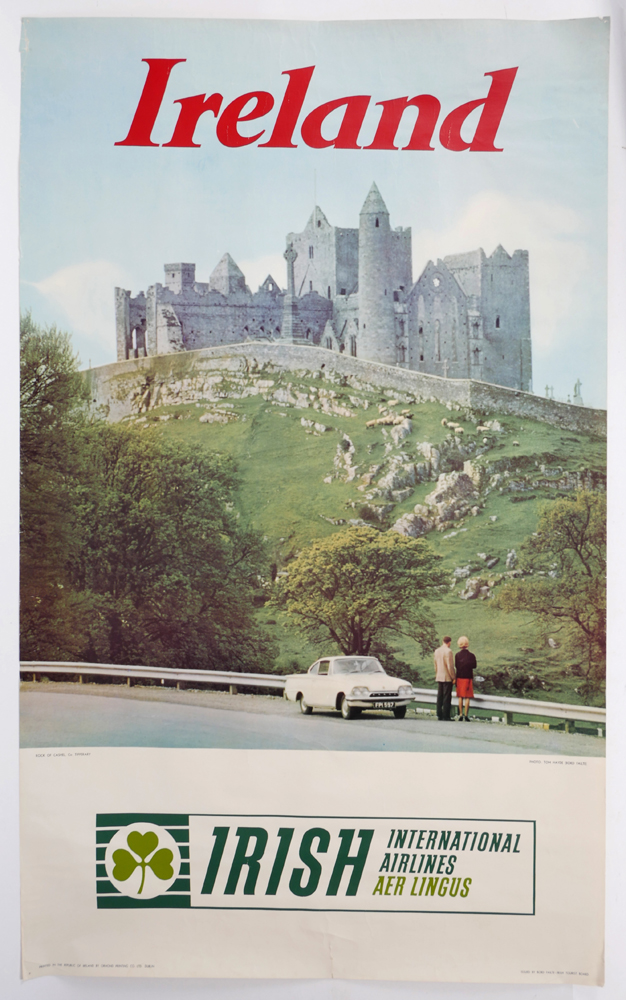 1960s Irish International Airlines - Aer Lingus, Rock of Cashel poster at Whyte's Auctions