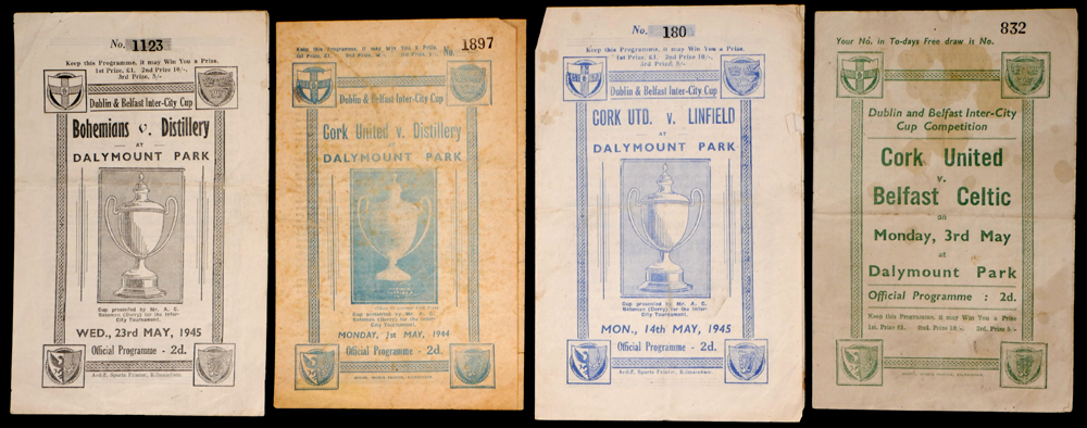 Soccer, Dublin and Belfast Intercity Cup 1945 Programmes at Whyte's Auctions