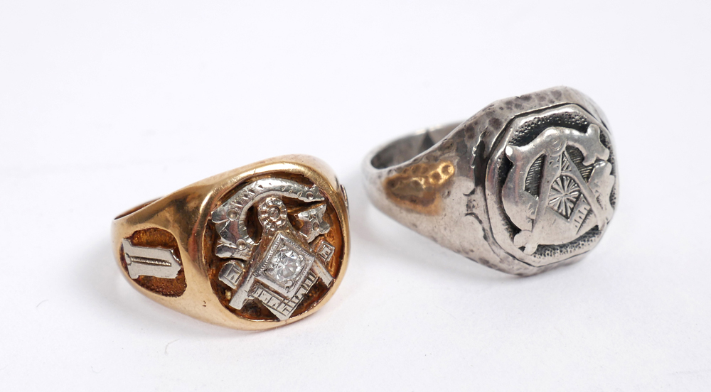 A 15ct gold and diamond masonic ring. at Whyte's Auctions