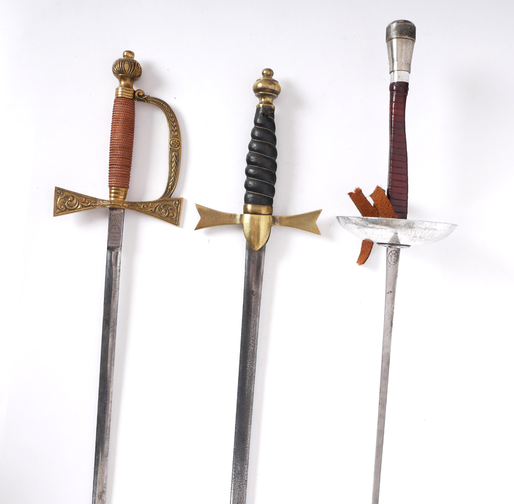 Fraternal swords and a fencing foil. at Whyte's Auctions