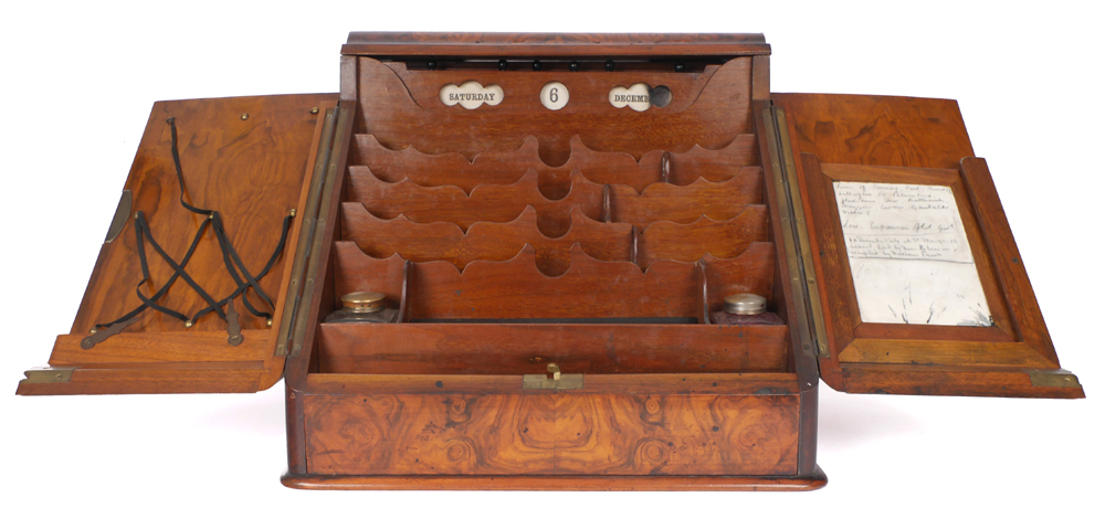 Victorian walnut stationery cabinet at Whyte's Auctions