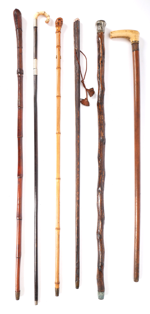 A collection of six various walking canes. at Whyte's Auctions