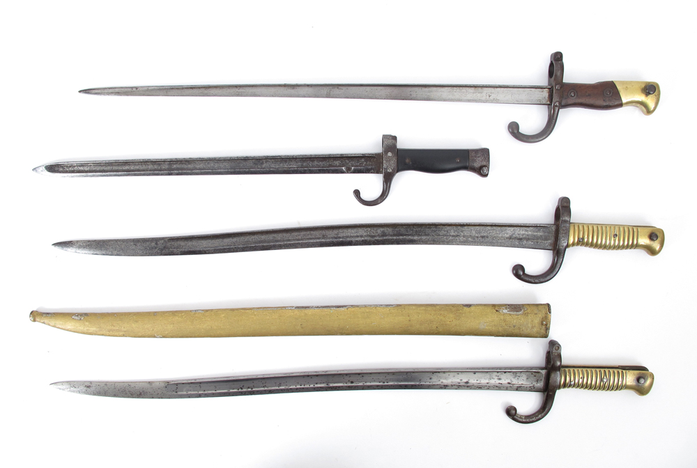Late 19th century, a collection of four French bayonets at Whyte's Auctions