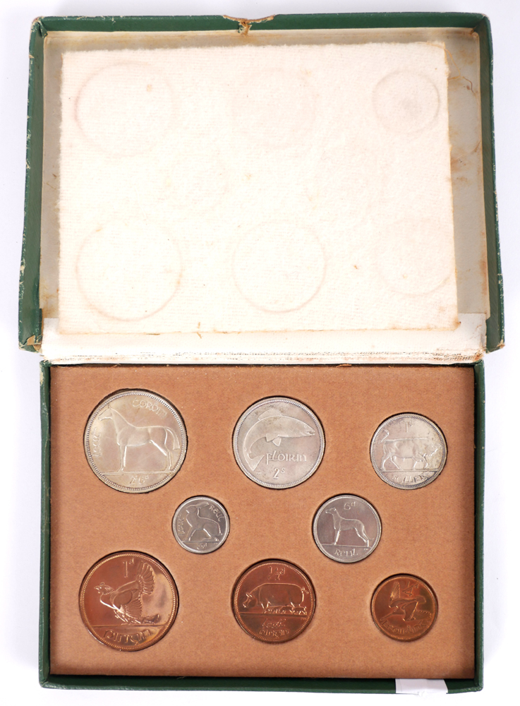 1928 Irish Free State Coins- halfcrown to farthing proof set in official presentation box. at Whyte's Auctions