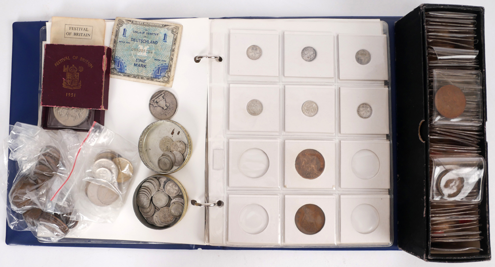 GB collection in box with some useful silver. at Whyte's Auctions