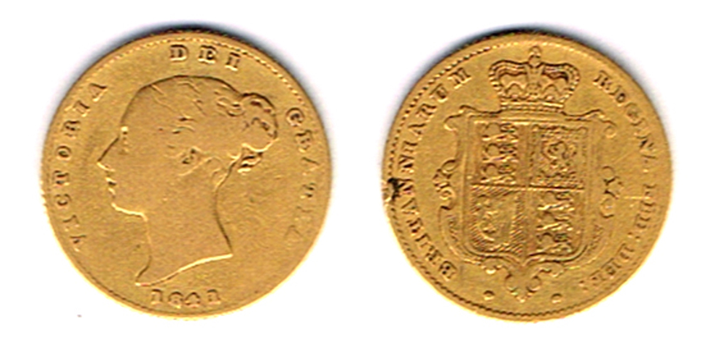 Victoria gold half sovereign, 1841. at Whyte's Auctions