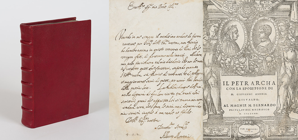 1553 Petrarch, Francesco. Poems, a diplomatic gift from the British Embassy in Venice. at Whyte's Auctions
