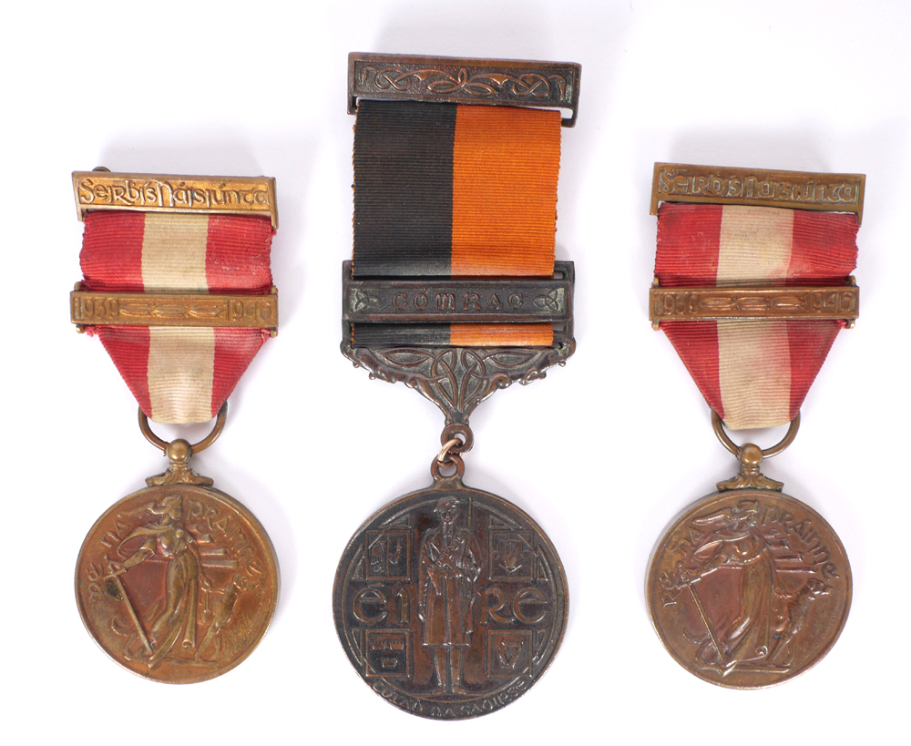 A War of Independence medal, with 'Comhrach' bar, awarded for service in the Cavan Brigade and a 1939 - 45 Emergency Service medal. at Whyte's Auctions