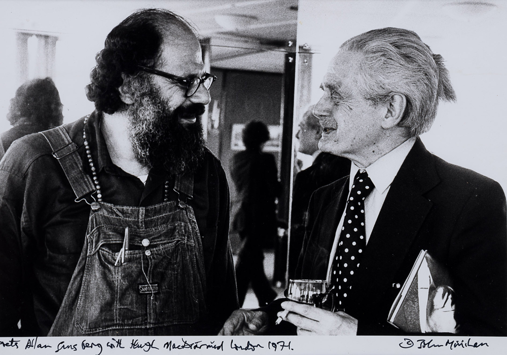 Minihan, John. (b.1946) Poet Allen Ginsberg with Hugh MacDiarmuid at Whyte's Auctions