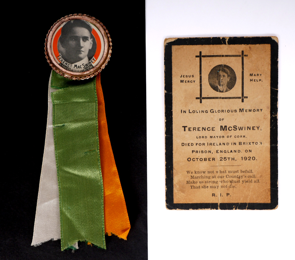 1920 Terence MacSwiney, a commemorative badge and card. at Whyte's Auctions