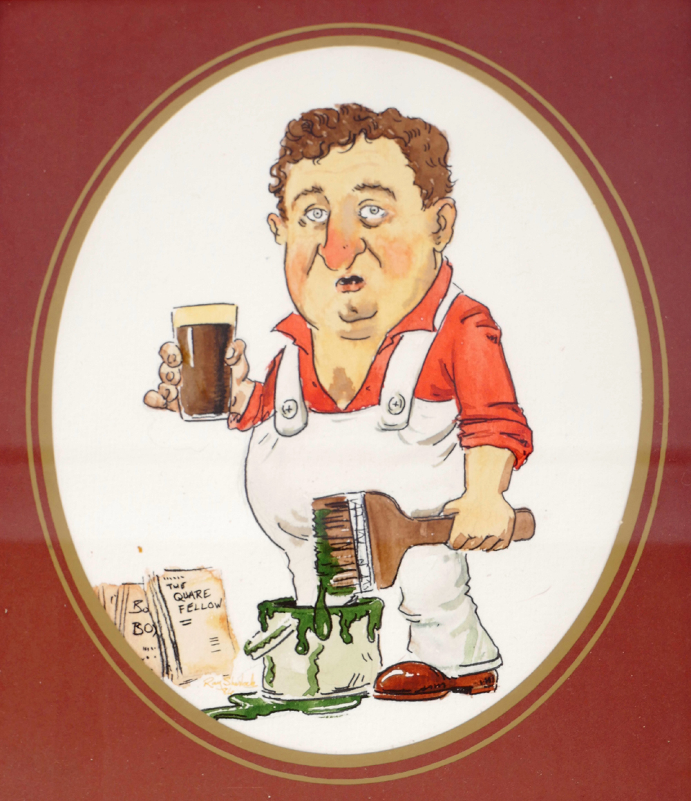 Brendan Behan, caricature portrait by Ray Sherlock. at Whyte's Auctions