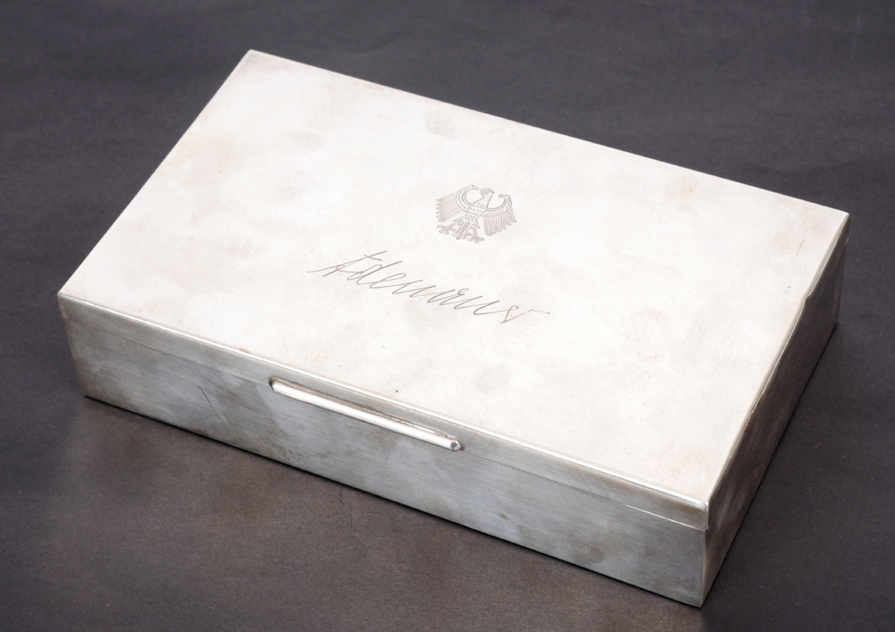 1960s German silver cigarette box, with facsimile signature of Konrad Adenauer, German Chancellor. at Whyte's Auctions
