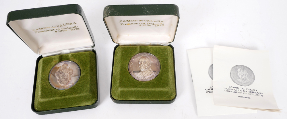 Eamon de Valera silver commemorative medals. at Whyte's Auctions
