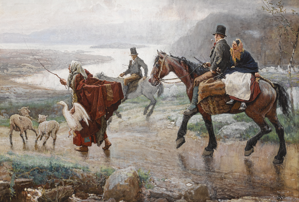 AN IRISH PARTY RETURNING FROM MARKET, 1873 by William Small sold for 800 at Whyte's Auctions