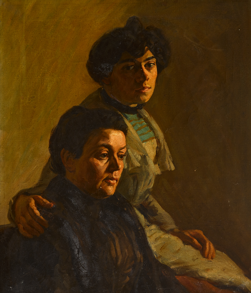 MARY ELLEN O'DONOHUE, MOTHER OF THE ARTIST, AND HER DAUGHTER, MARY JOSEPHINE FENNING (NE O'DONOHUE), SISTER OF THE ARTIST by Francis J. O'Donohoe ARHA (1878-1911) at Whyte's Auctions