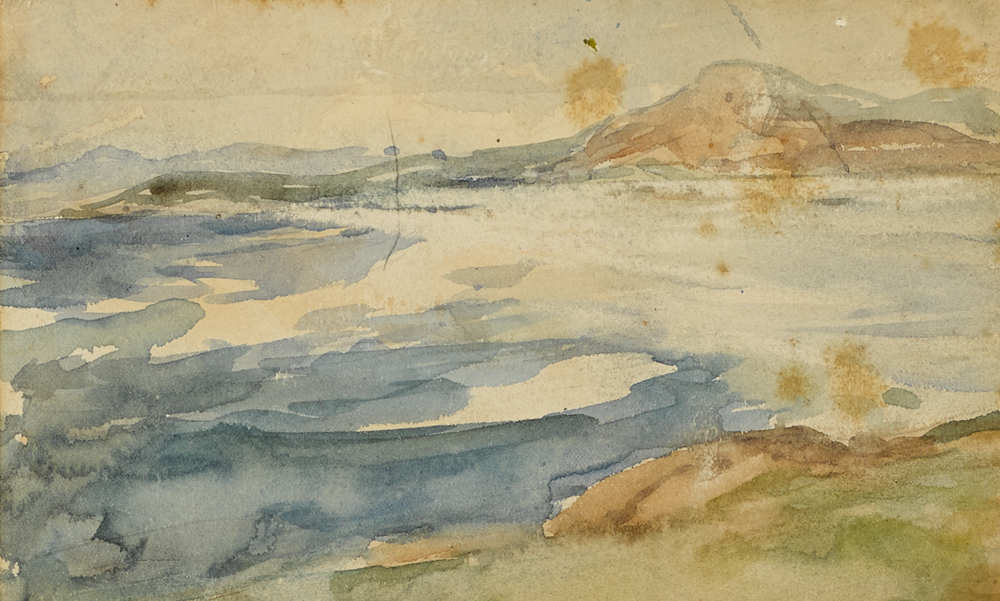 BEUL [BEAULIEU]: LOW WET SANDS AND SEA, HIGH SAND HILLS BEYOND and TEMPLE, DARK BLUE SEA AND SKY (A PAIR) by Nathaniel Hone RHA (1831-1917) at Whyte's Auctions