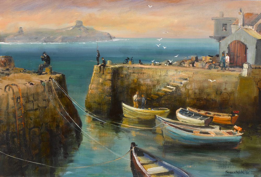 DALKEY ISLAND FROM COLIEMORE HARBOUR, COUNTY DUBLIN, 1985 by Susan Mary Webb sold for 1,100 at Whyte's Auctions