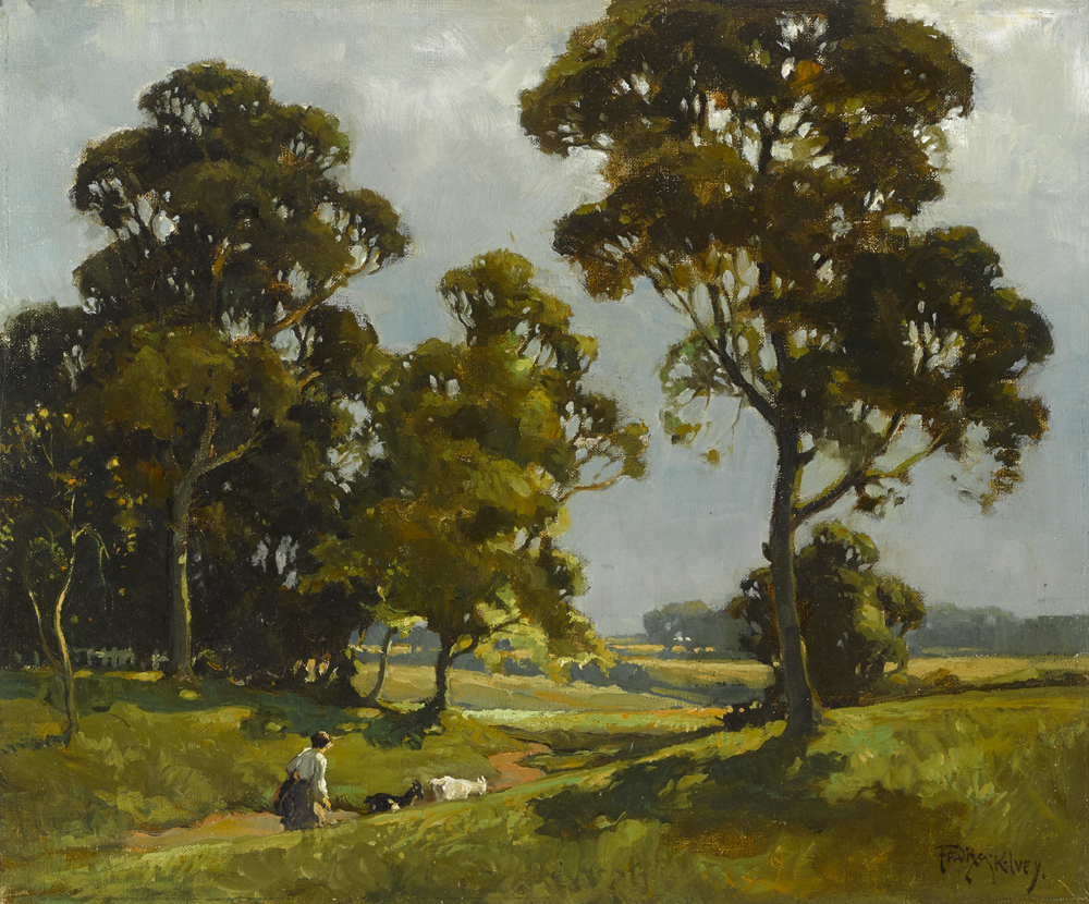 FIGURE WITH TWO GOATS ON A PATH, COUNTY ANTRIM by Frank McKelvey sold for 4,400 at Whyte's Auctions