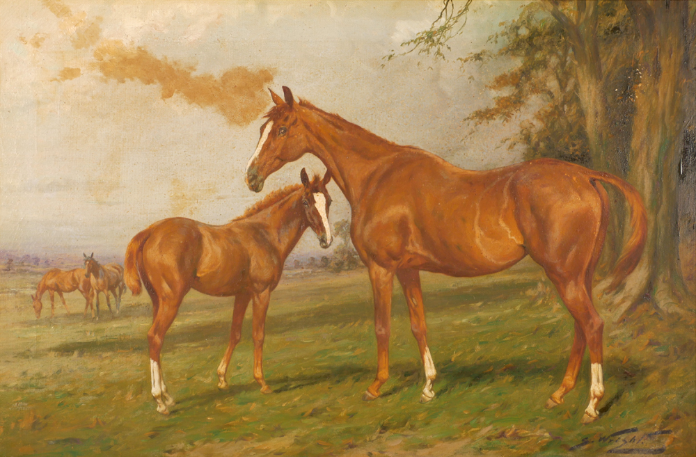 HORSES IN A LANDSCAPE by George Wright sold for 600 at Whyte's Auctions