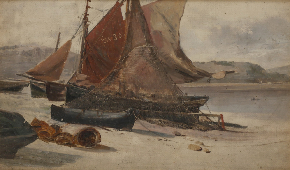 FISHING BOATS ON A WELSH BEACH by Edwin Hayes RHA RI ROI (1819-1904) at Whyte's Auctions