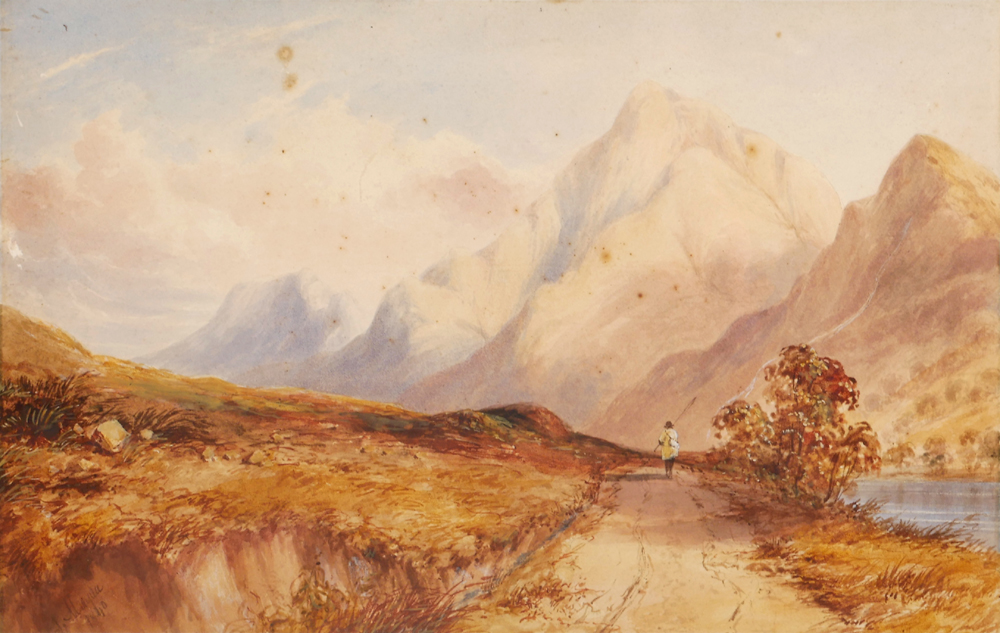 MOUNTAIN LANDSCAPES WITH LAKE AND FISHERMEN (A PAIR) at Whyte's Auctions
