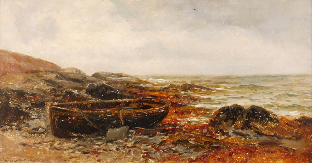 CURRACHS BY A ROCKY SHORE by Alexander Williams RHA (1846-1930) at Whyte's Auctions