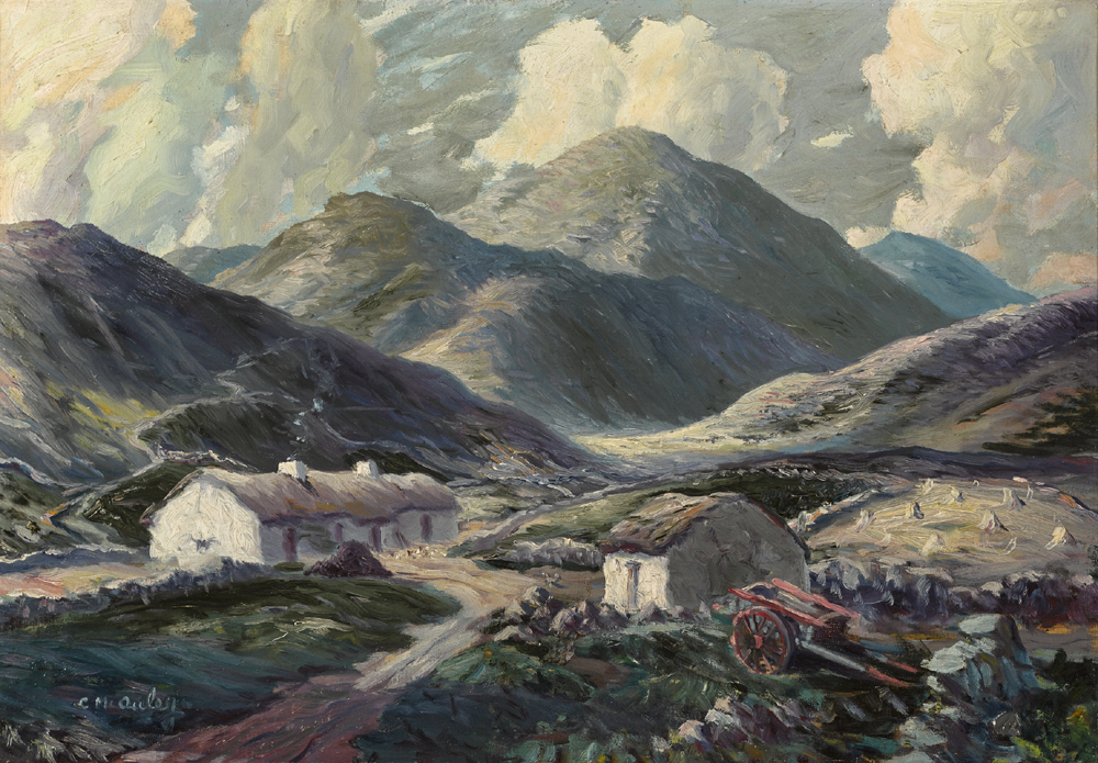 COTTAGES WITH MOUNTAINS IN THE DISTANCE by Charles J. McAuley RUA ARSA (1910-1999) at Whyte's Auctions