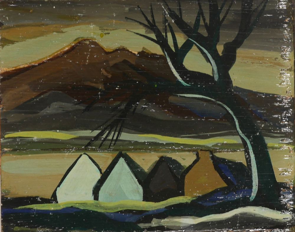 DONEGAL LANDSCAPE WITH COTTAGES by Markey Robinson (1918-1999) at Whyte's Auctions