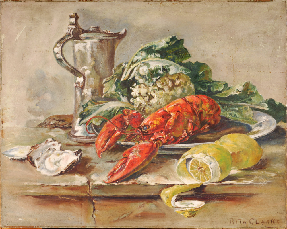 STILL LIFE WITH LEMONS AND LOBSTER by Rita Clarke  at Whyte's Auctions