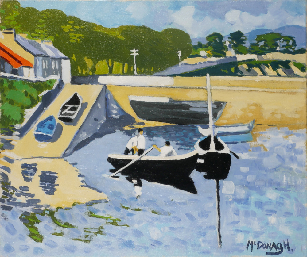 ROW ON, ROUNDSTONE HARBOUR, COUNTY GALWAY by David McDonagh (1955-2008) at Whyte's Auctions
