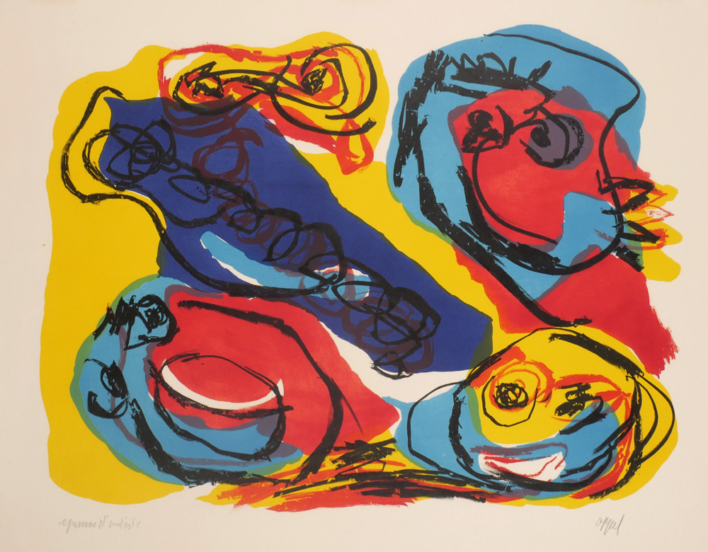 T�TES TOMB�ES, 1963 by Karel Appel sold for �480 at Whyte's Auctions