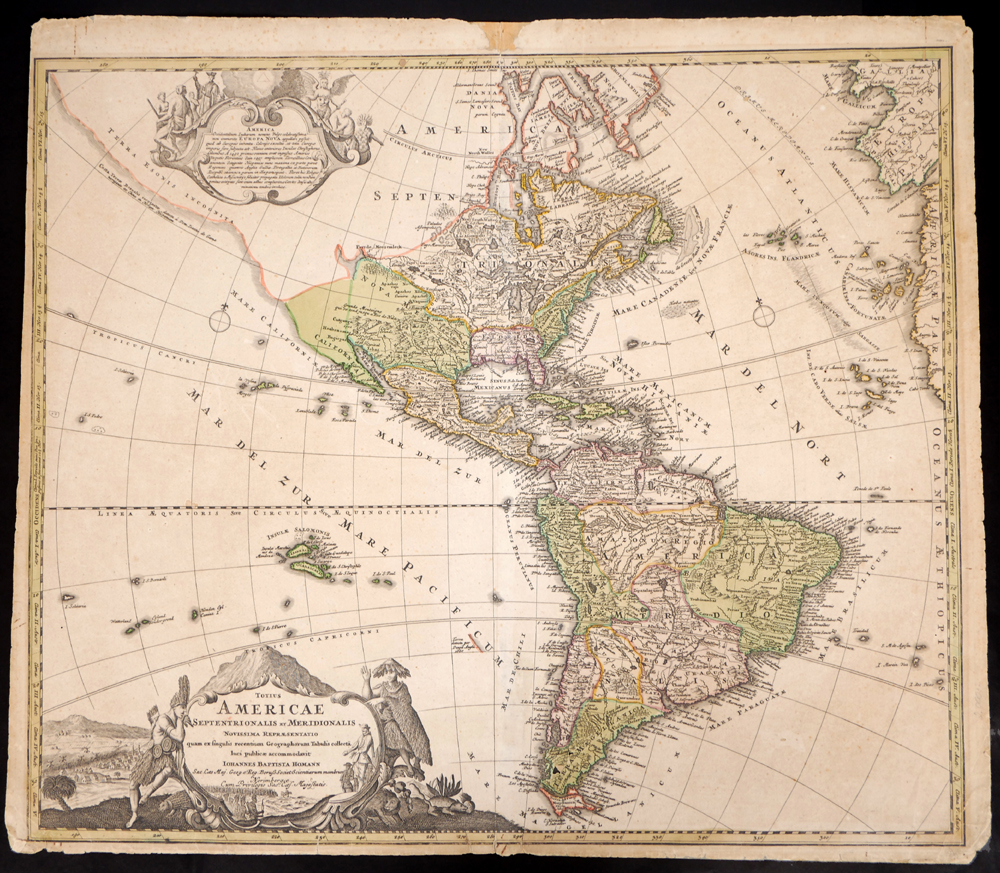 1730 Map of North and South America, Johannes Baptista Homann. at Whyte's Auctions