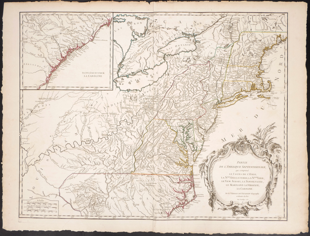 1757 Map of part of North America, by Gilles Robert de Vaugondy. at Whyte's Auctions