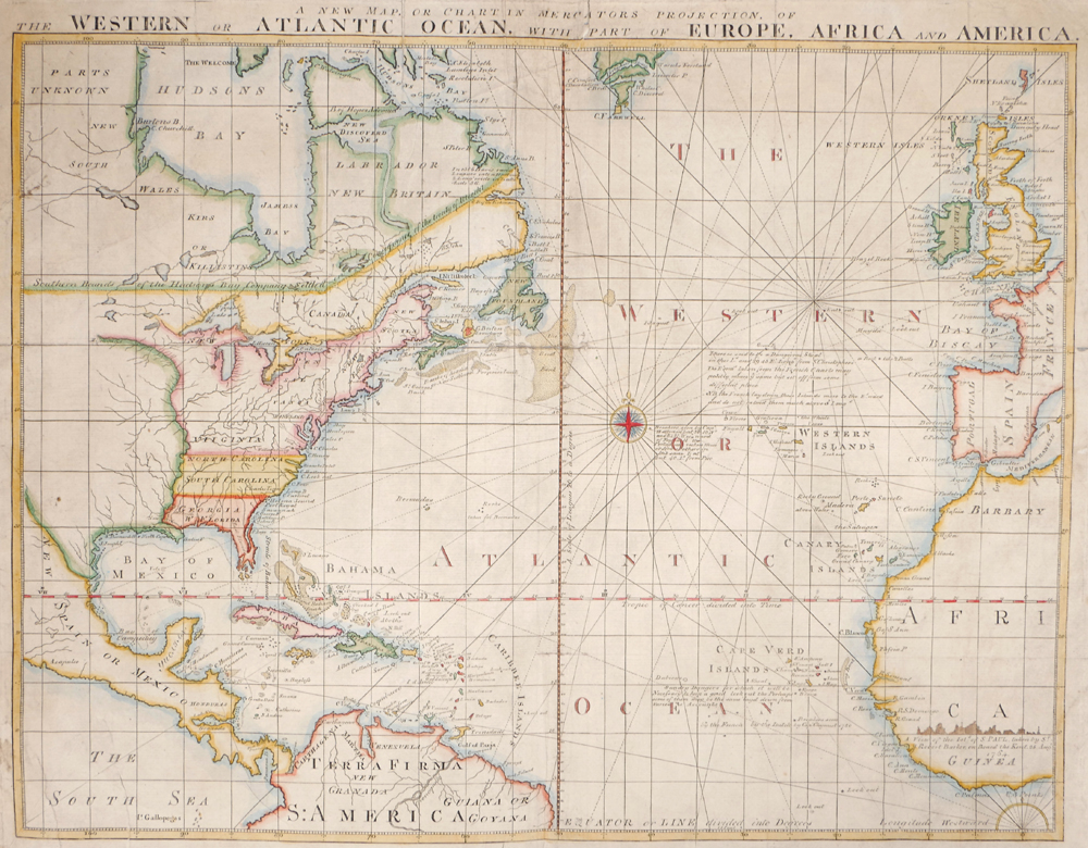 1781 Map or Chart of the Atlantic Ocean. at Whyte's Auctions