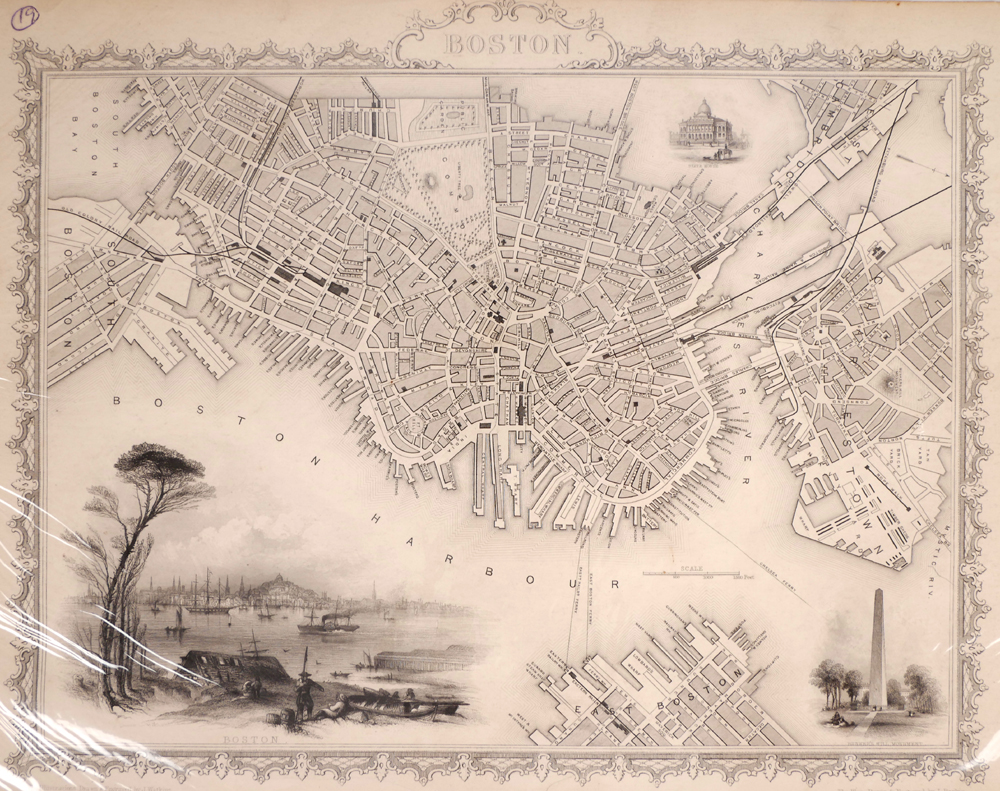 c.1851 Boston city plan by Tallis. at Whyte's Auctions