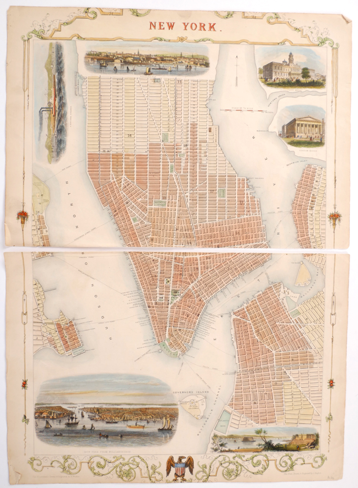 c.1851 New York city plan by Tallis. at Whyte's Auctions