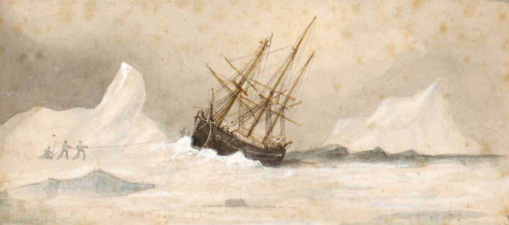 Polar exploration, a coloured print and a watercolour. at Whyte's Auctions