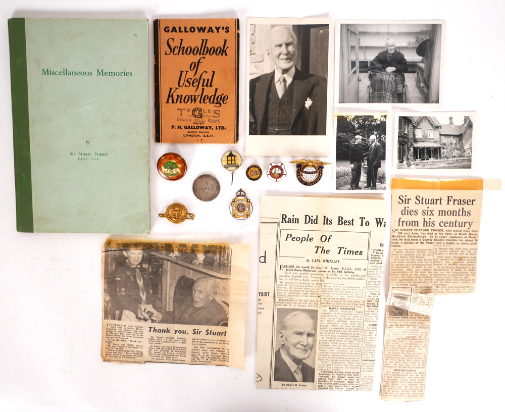 Fraser, Sir Stuart, KCSI, CIE. Miscellaneous Memories, at Whyte's Auctions