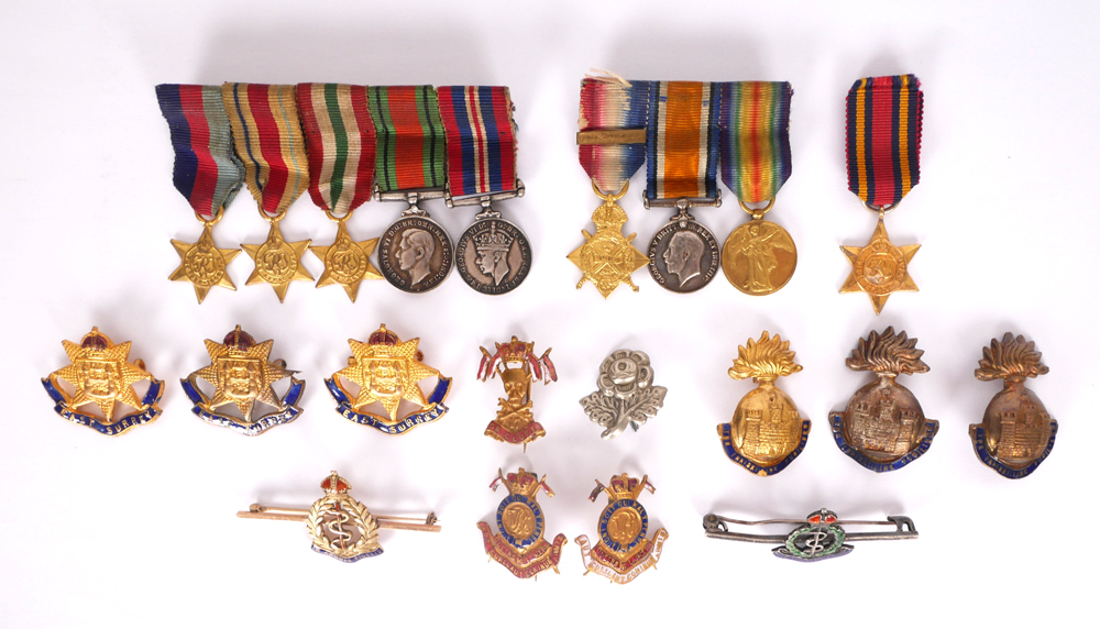Miniature medals and sweetheart badges. at Whyte's Auctions