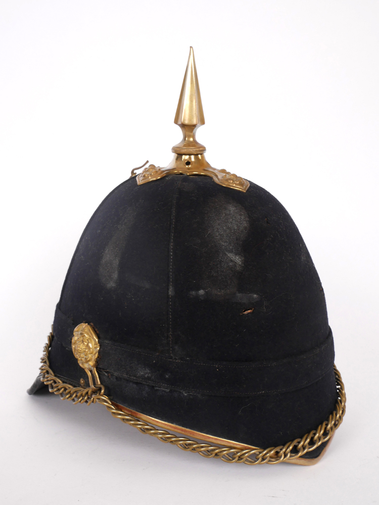 Victorian blue cloth helmet. at Whyte's Auctions