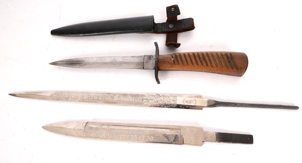 1914-1918 German trench knife and two German dagger blades. at Whyte's Auctions