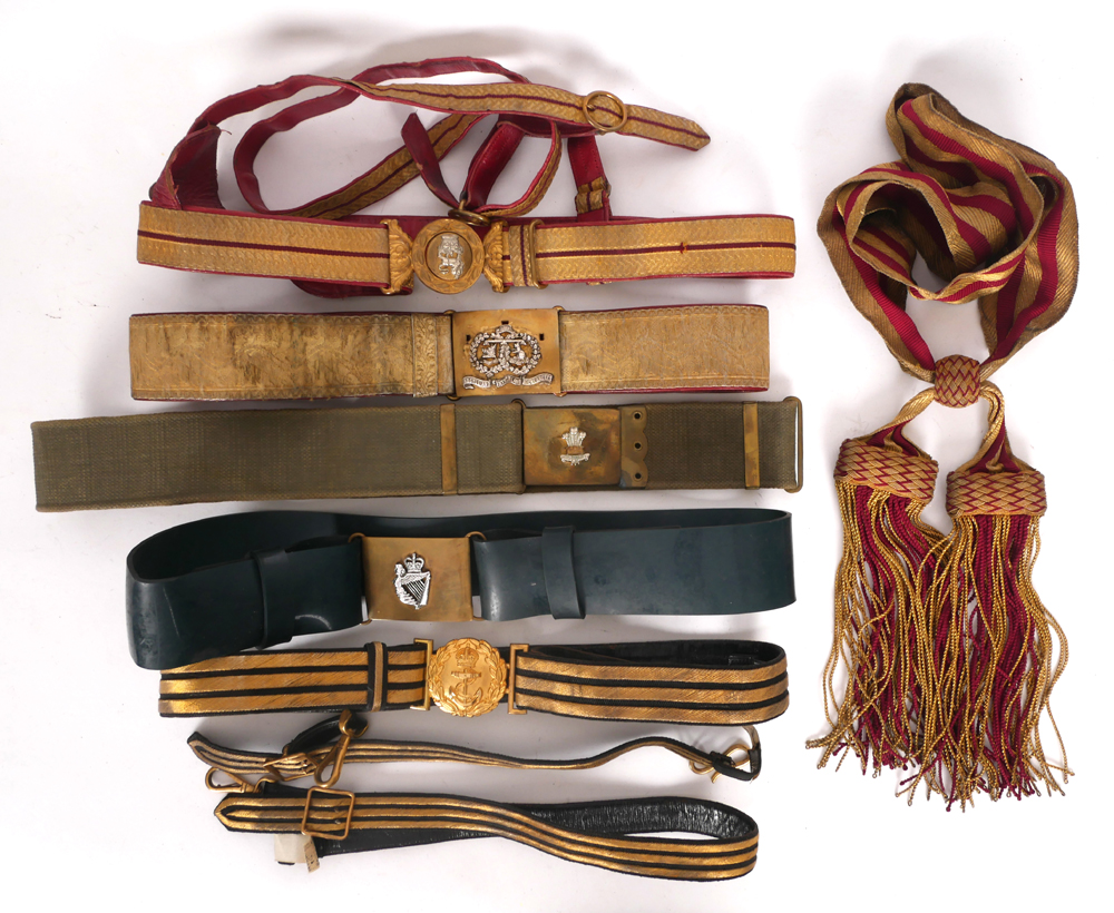 Military uniform belts. at Whyte's Auctions