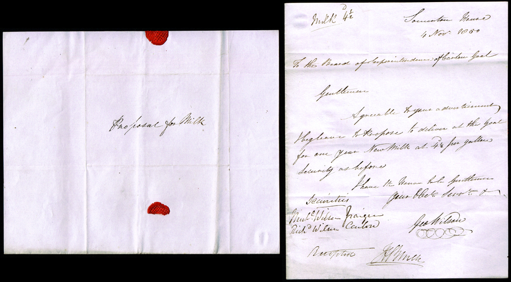 1850. Famine period, tenders from suppliers addressed to Board of Superintendence Carlow Jail. at Whyte's Auctions