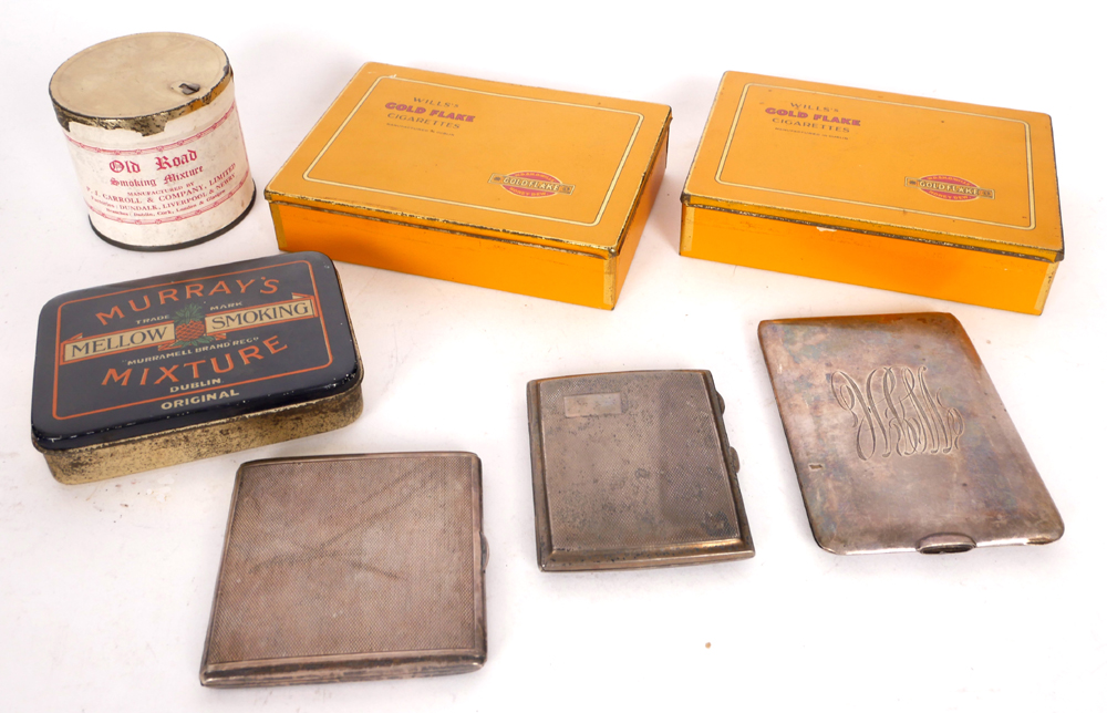 Tobacciana, cigarette cases tobacco and cigarettes. at Whyte's Auctions