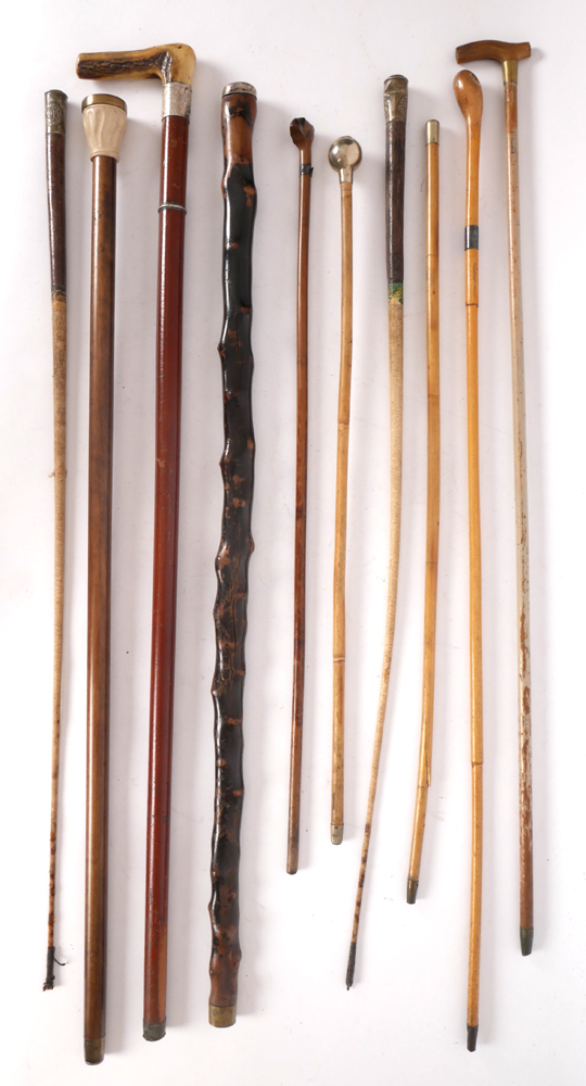 Collection of walking canes, riding crops and swagger sticks. at Whyte's Auctions