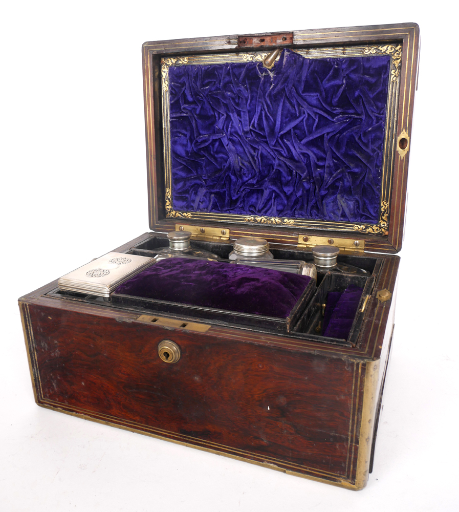 A Victorian rosewood vanity case, by Austin, Westmoreland Street, Dublin. at Whyte's Auctions