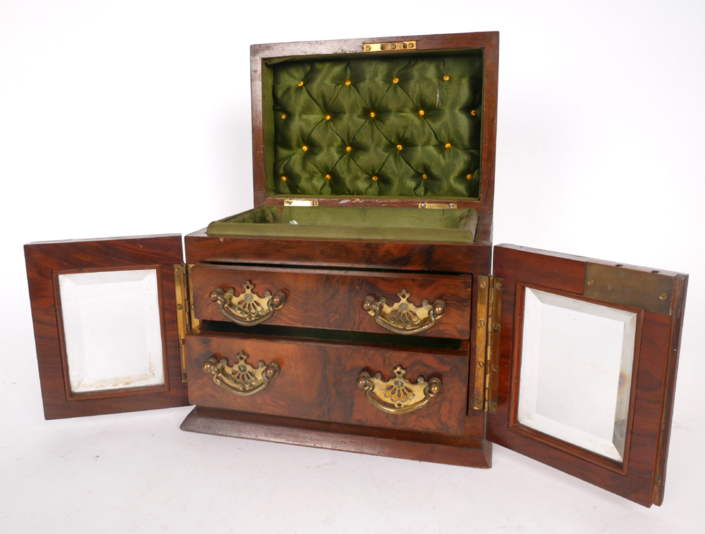 Edwardian walnut jewellery box. at Whyte's Auctions